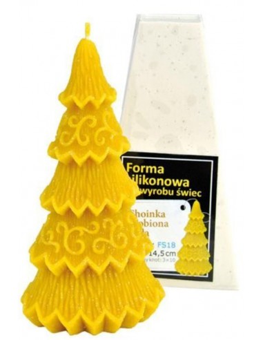 Kerzenform Weihnachtsbaum mit Sternen (14,5cm)