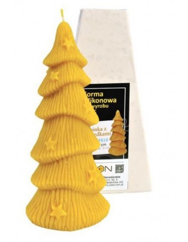 Kerzenform Weihnachtsbaum mit Sternen (19cm)
