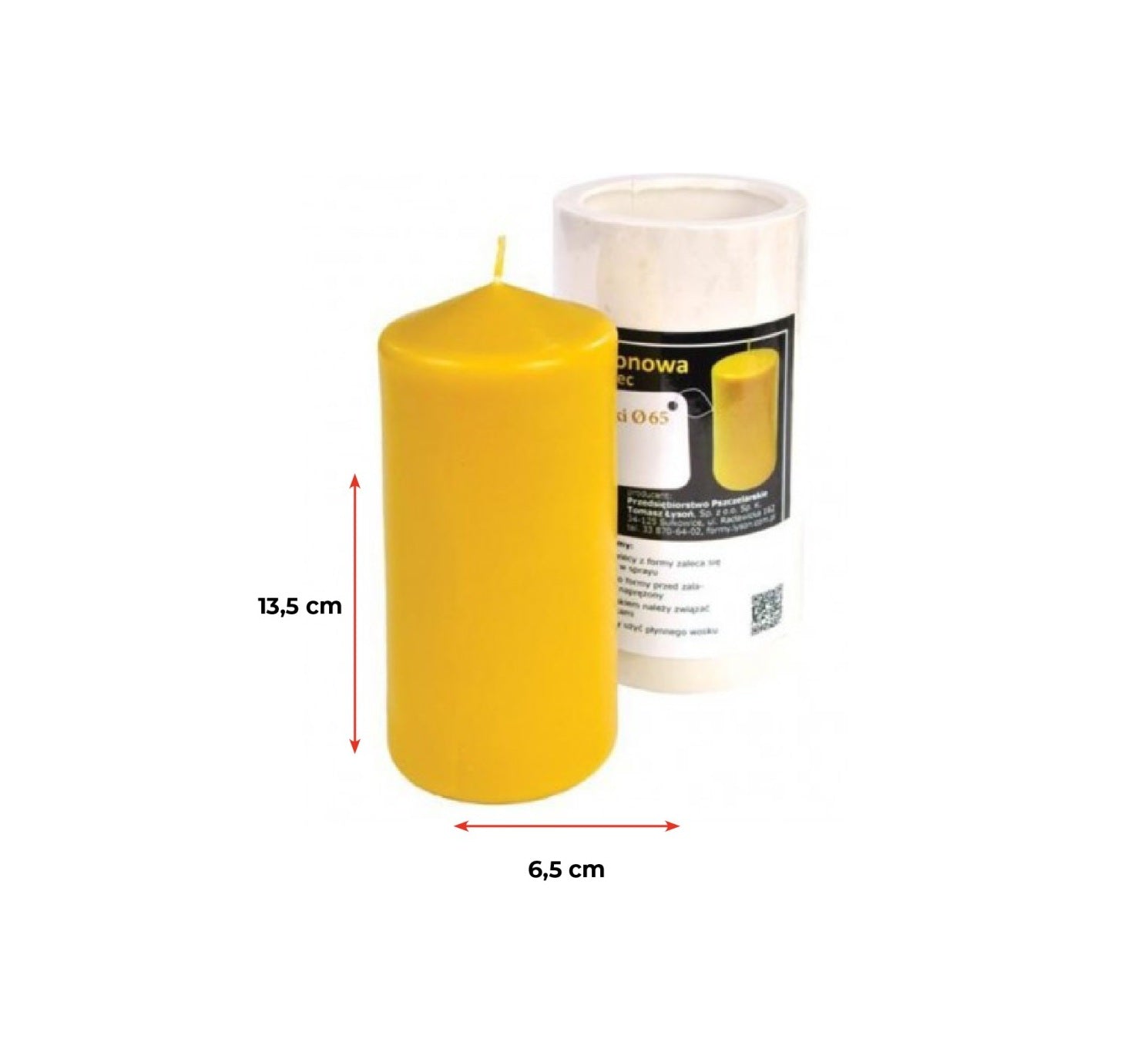 Kerzenform Stumpen groß  (135mm, Ø65mm)