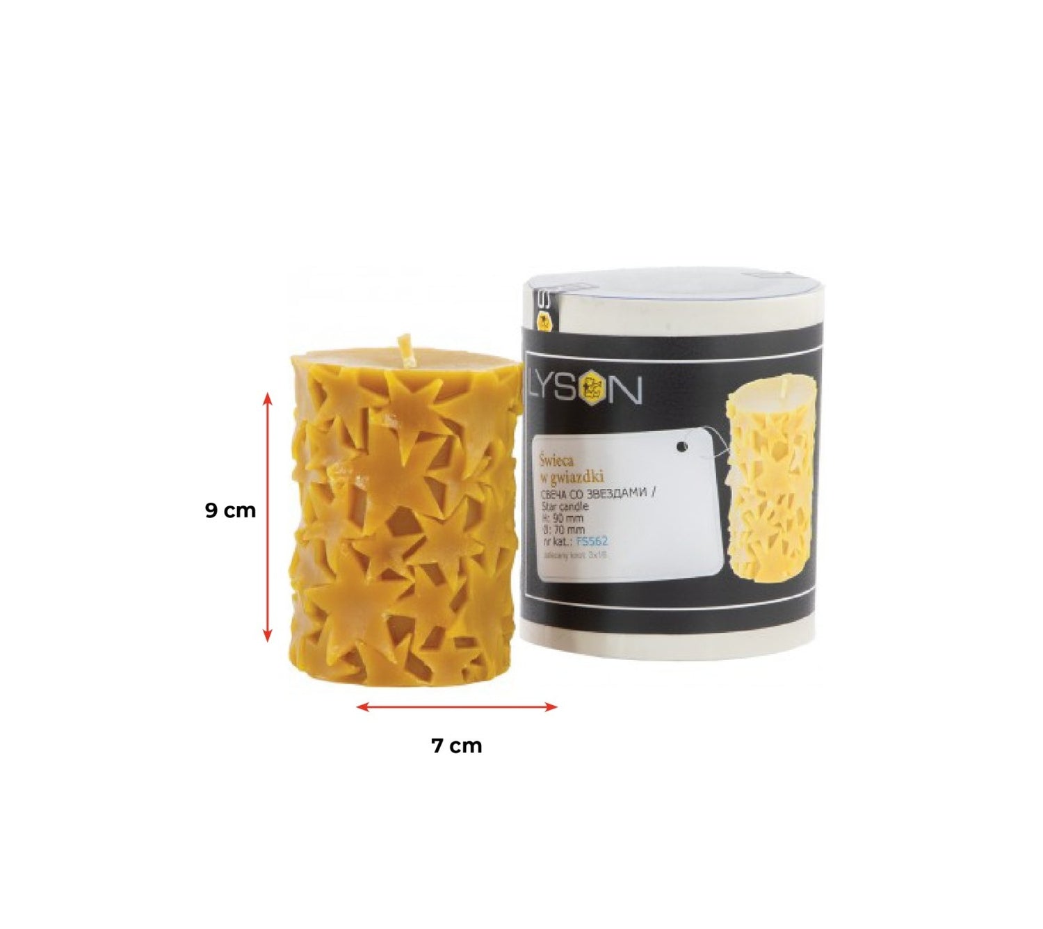 Kerzenform Stumpen mit Sternen (Ø7cm H 9cm)