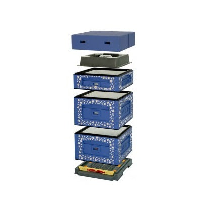 Dadant Blatt Beutenset mit Plastikboden hoch, Lyson, blau verziert