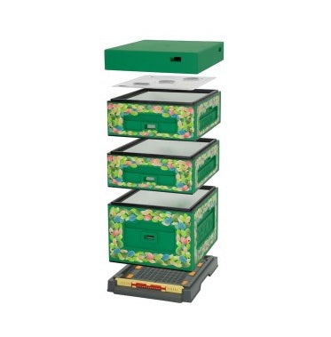 Dadant Blatt Beutenset mit Plastikboden hoch, Lyson, grün verziert