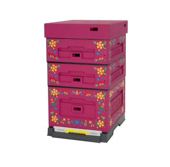 Dadant Blatt Beutenset mit Plastikboden hoch, Lyson, pink verziert