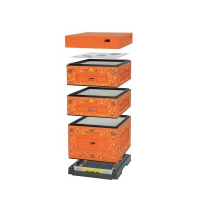 Dadant Blatt Beutenset mit Plastikboden hoch, Lyson, orange verziert