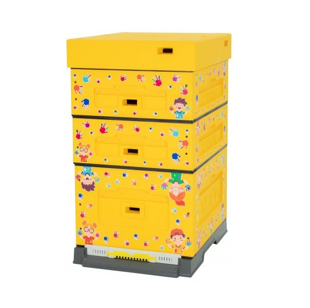 Dadant Blatt Beutenset mit Plastikboden hoch, Lyson, gelb verziert